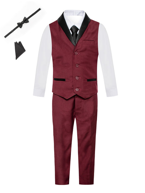 Magen Kids Boys Pants Vest Tie 6 Pc Tuxedo Vest Set 12M-14 - SophiasStyle.com